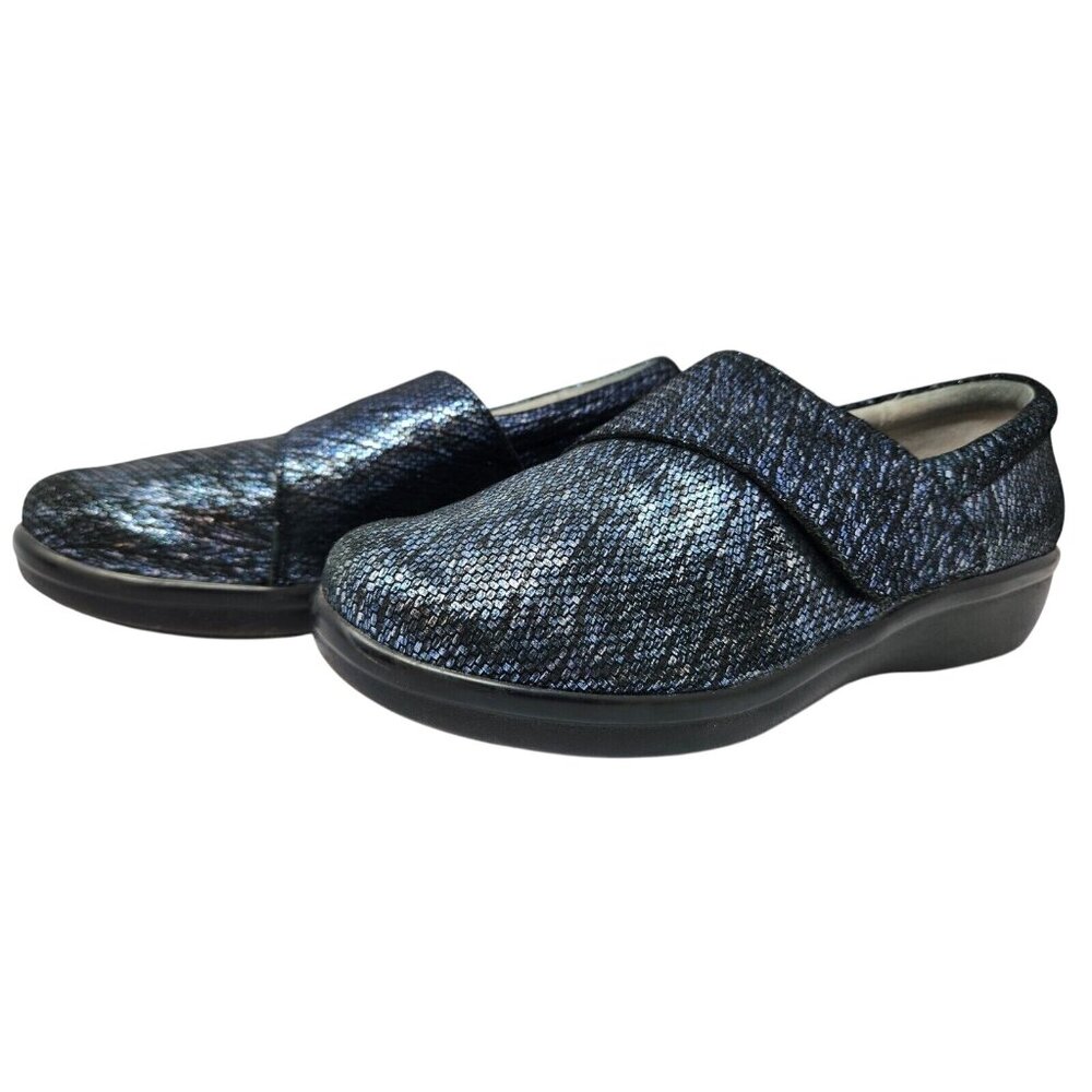 Alegria LAU-853 Lauryn Blue Metallic Leather‎ Comfort Loafers Size 38 (US 7.5–8)